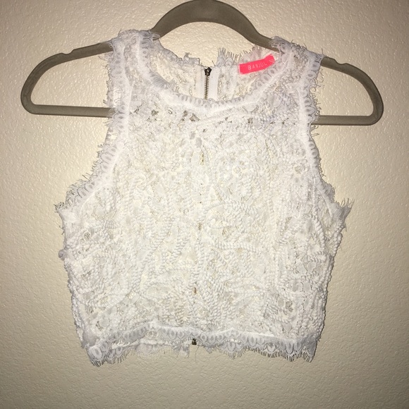 BANJUL Small Off-White Embroidered Lace Crop Top - Picture 1 of 6